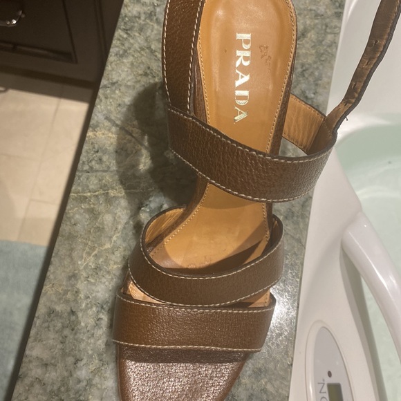 Prada Authentic Brown leather Sandals SZ 38 - Picture 2 of 7